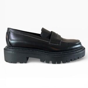 H&M‎ Womens Black Chunky Lug Sole Loafers Size 38